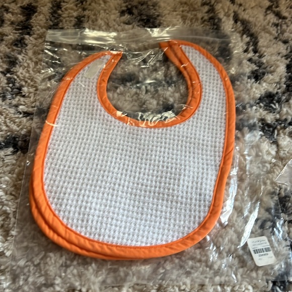 Mark & Graham Waffle Weave Baby Bibs ~Lot of 2 in Package - orange and white - Picture 12 of 14